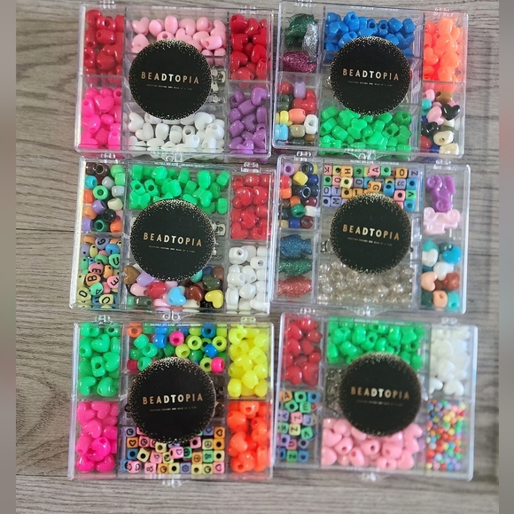 6x Random Beadtopia Colorful Bead Set Letters Shapes Colors Crafts Art New - Picture 2 of 6